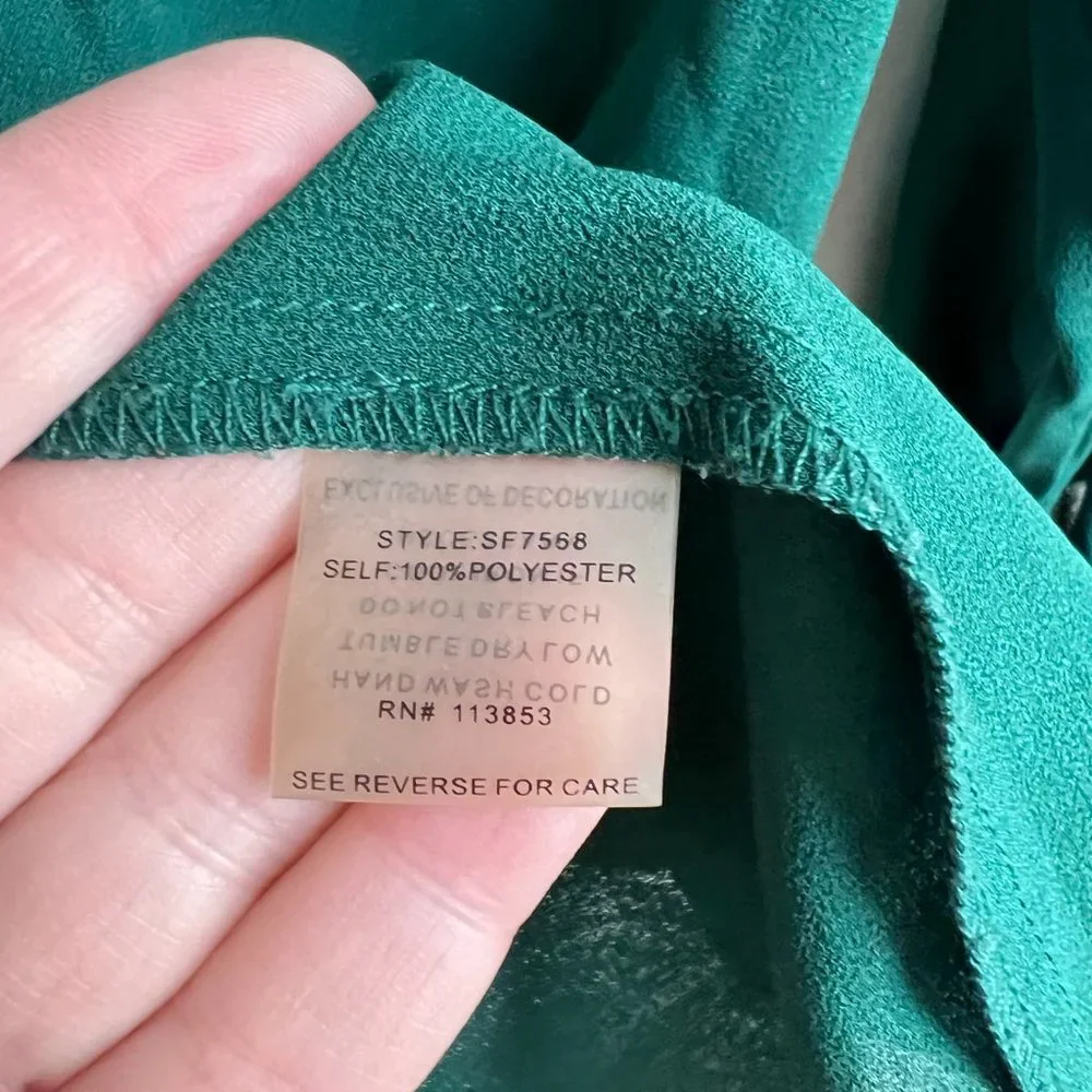 Stitch Fix Brixon Ivy Forest Green popover blouse top Sz S 3/4 sleeve v-neck - Picture 4 of 6
